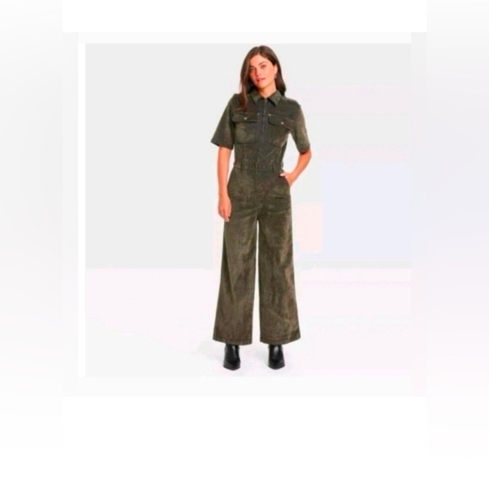 Universal Thread Women's Holiday Short Sleeve Flocked Denim Jumpsuit
